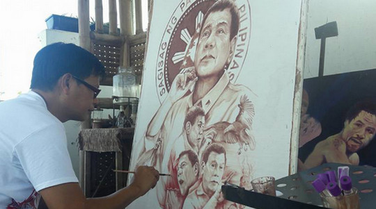 Presidejnt-Duterte-painting-blood-and-sweat